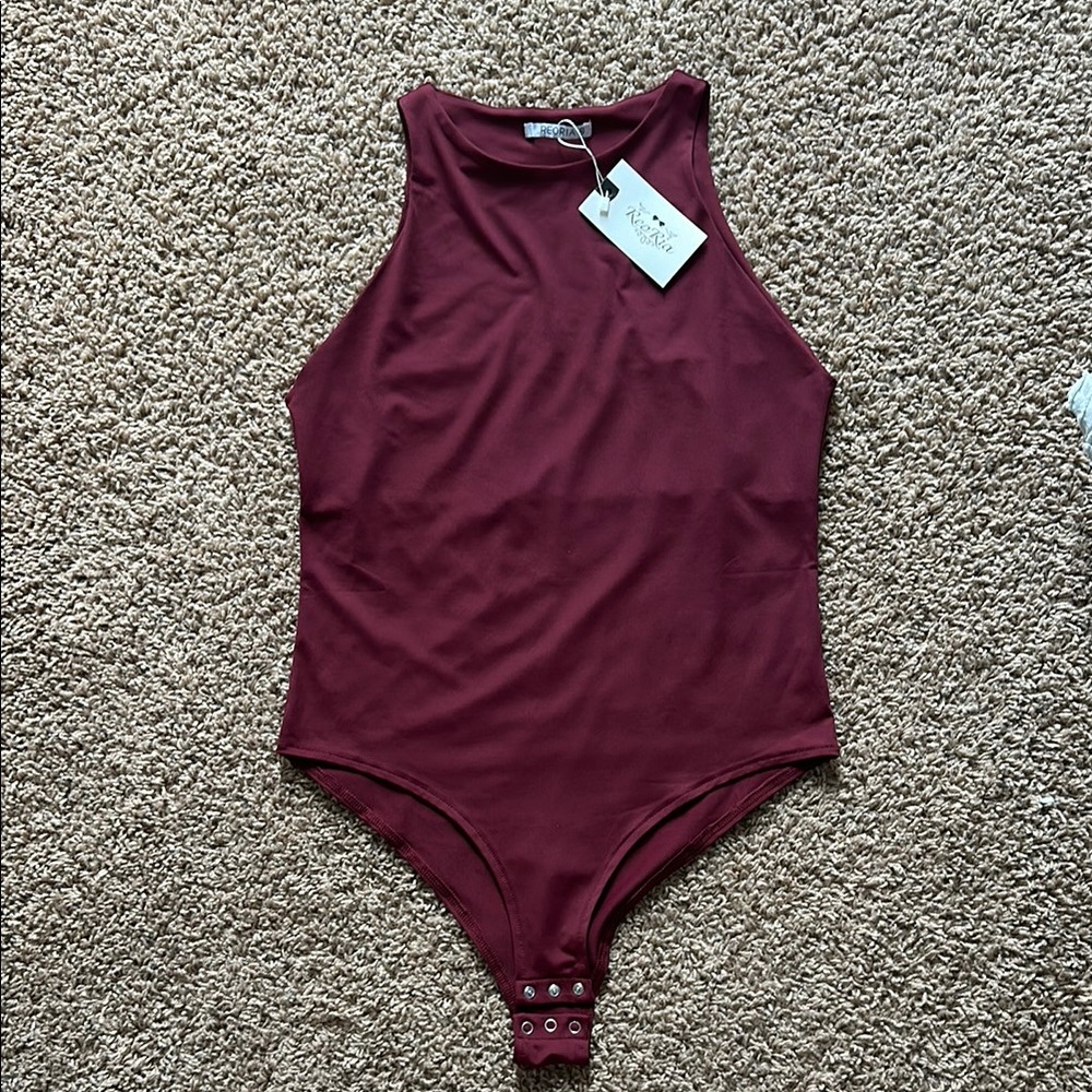 Burgundy Sleeveless Body Suit